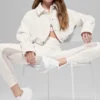 Chaqueta corta «Mountain Side» de terciopelo acanalado - Marfil