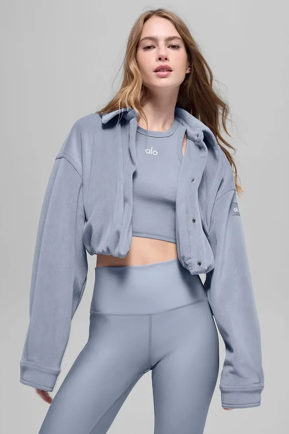 Chaqueta corta «Mountain Side» de terciopelo acanalado - Winter Frost