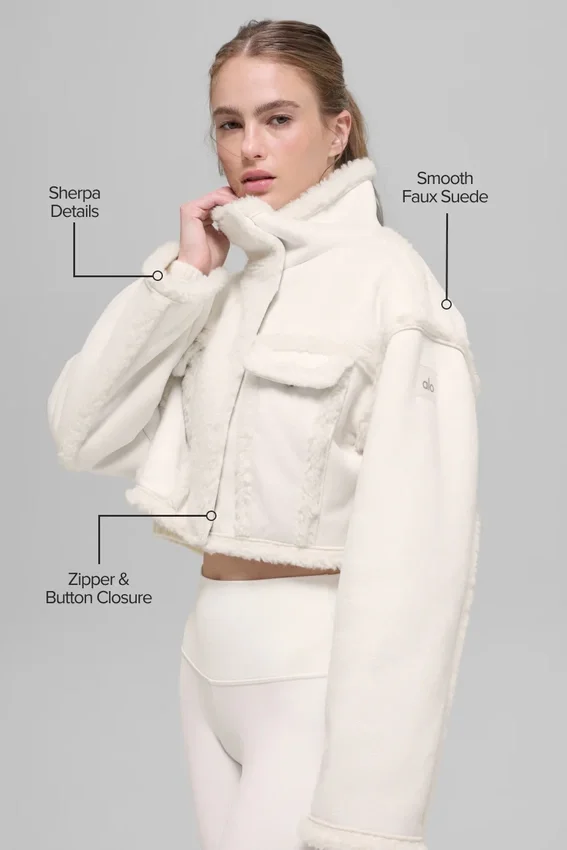 Chaqueta corta «Snowfall» de imitación de piel de oveja - Marfil