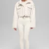 Chaqueta corta «Snowfall» de imitación de piel de oveja - Marfil