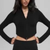 Chaqueta de canalé bicolor sin costuras - Negro