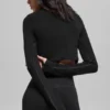 Chaqueta de canalé bicolor sin costuras - Negro