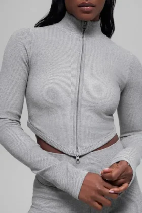 Chaqueta de canalé sin costuras en dos tonos - Gris brumoso claro jaspeado