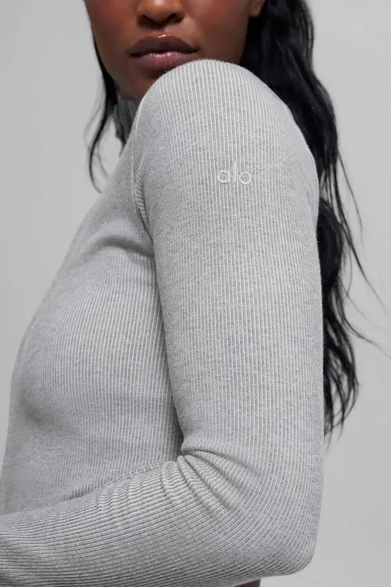 Chaqueta de canalé sin costuras en dos tonos - Gris brumoso claro jaspeado