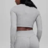 Chaqueta de canalé sin costuras en dos tonos - Gris brumoso claro jaspeado