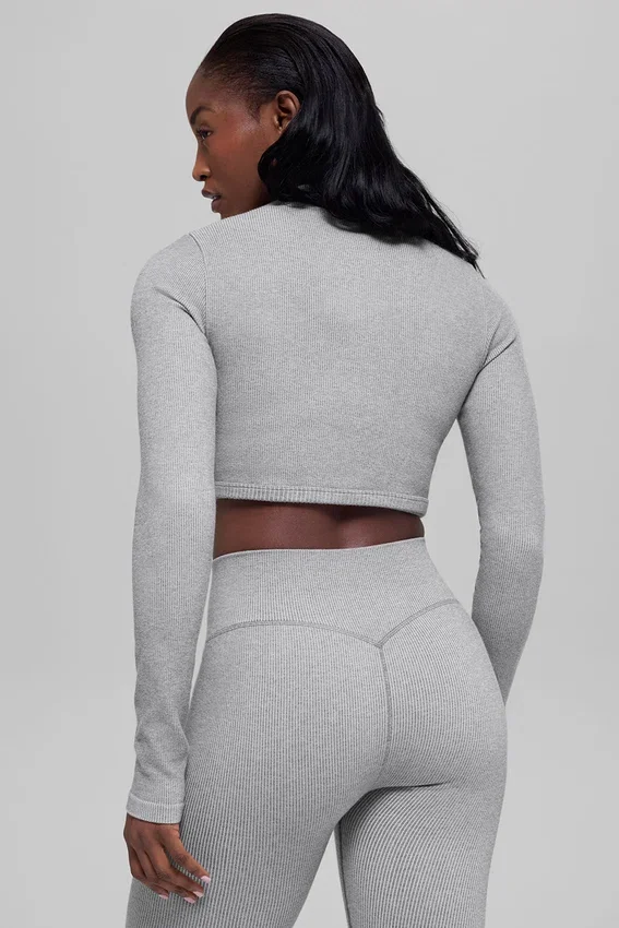 Chaqueta de canalé sin costuras en dos tonos - Gris brumoso claro jaspeado