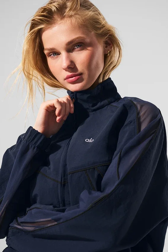 Chaqueta deportiva Origin con cremallera completa - Azul marino/Negro