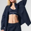 Chaqueta deportiva Origin con cremallera completa - Azul marino/Negro