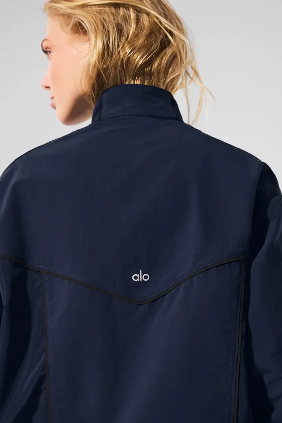 Chaqueta deportiva Origin con cremallera completa - Azul marino/Negro