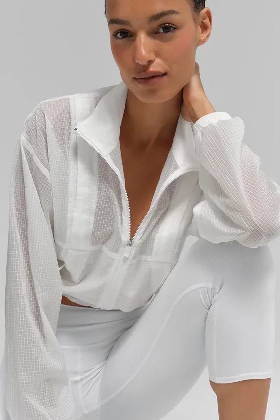 Chaqueta Game Time con cremallera completa - Blanca