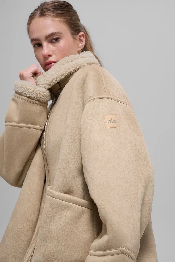 Chaqueta Grand de imitación de piel de oveja - Woodland Tan