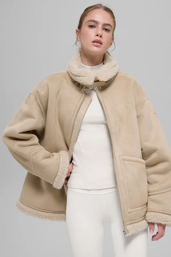 Chaqueta Grand de imitación de piel de oveja - Woodland Tan
