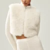 Chaqueta Northstar de cachemira con pelo sintético y cremallera completa - Marfil