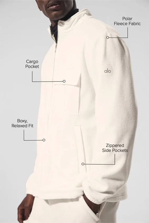 Chaqueta Ridge de forro polar con cremallera completa - Marfil
