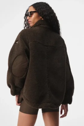 Chaqueta «Shacket» con ribete de sherpa – Espresso