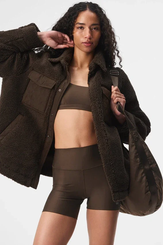 Chaqueta «Shacket» con ribete de sherpa - Espresso