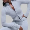 Chaqueta sin costuras de punto acanalado bicolor - Gris escarchado invernal