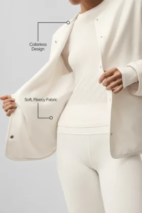 Chaqueta «Take Note» de forro polar – Marfil