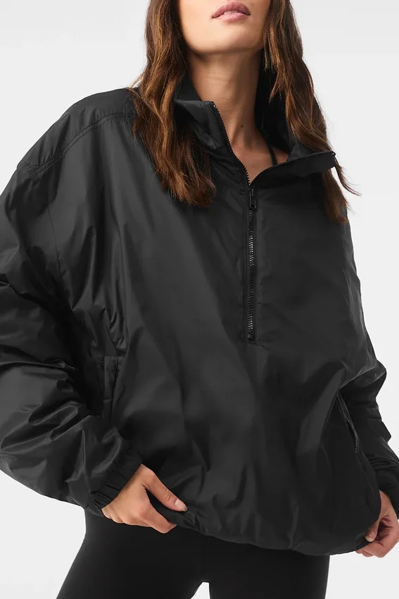 Chaqueta tipo jersey ligera con media cremallera Latitude - Negra