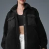Chaqueta tipo «shacket» con ribete de sherpa - Negro