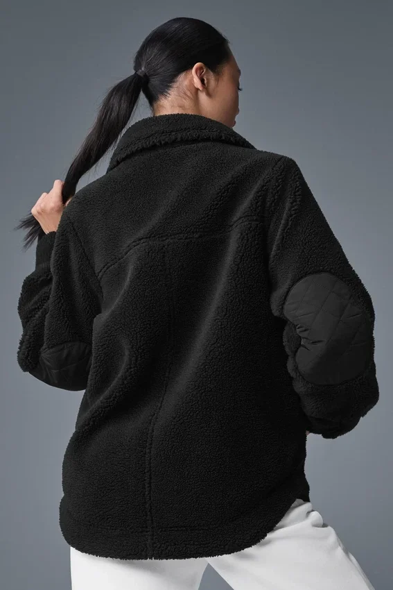Chaqueta tipo «shacket» con ribete de sherpa - Negro