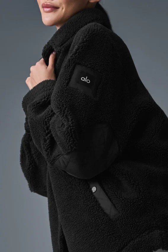 Chaqueta tipo «shacket» con ribete de sherpa - Negro