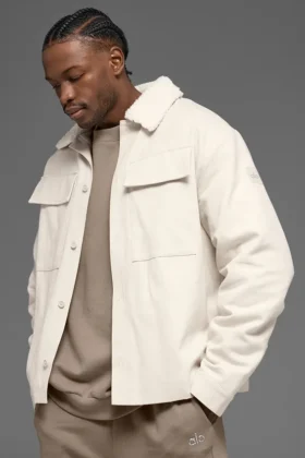 Chaqueta tipo «shacket» de lona - Color hueso