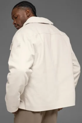 Chaqueta tipo «shacket» de lona – Color hueso