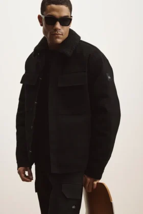 Chaqueta tipo «shacket» de lona - Negro
