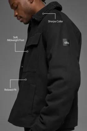 Chaqueta tipo «shacket» de lona – Negro