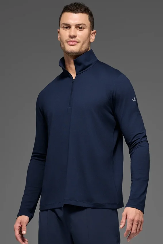 Conquer 1/4 Zip Reform de manga larga - Azul marino