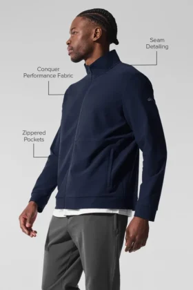 Conquer Max con cuello alto y cremallera completa – Azul marino