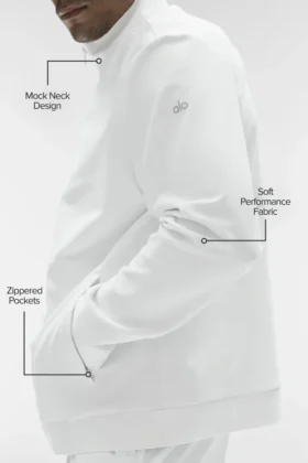 Conquer Max con cuello alto y cremallera completa – Blanco