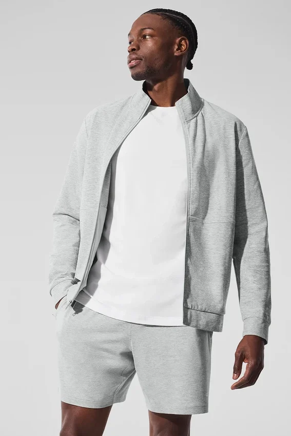 Conquer Max con cuello alto y cremallera completa - Gris jaspeado deportivo