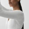 Cárdigan corto acanalado «Whisper» - Blanco