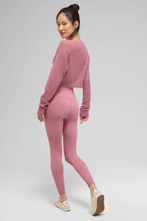 Cárdigan corto de cachemira transparente - Rosa silvestre