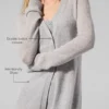 Cárdigan largo de cachemira transparente - Gris jaspeado deportivo