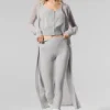 Cárdigan largo de cachemira transparente - Gris jaspeado deportivo