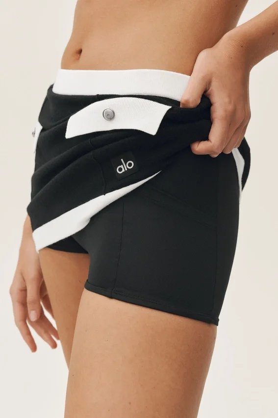 Falda «Capri Dream» de algodón y cachemira High-Waist - Negro/Blanco