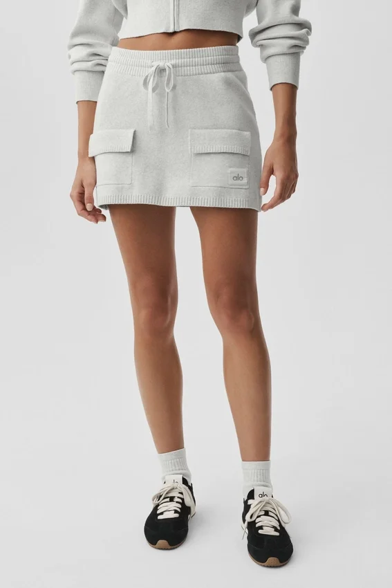 Falda cargo de punto Scholar - Blanco jaspeado