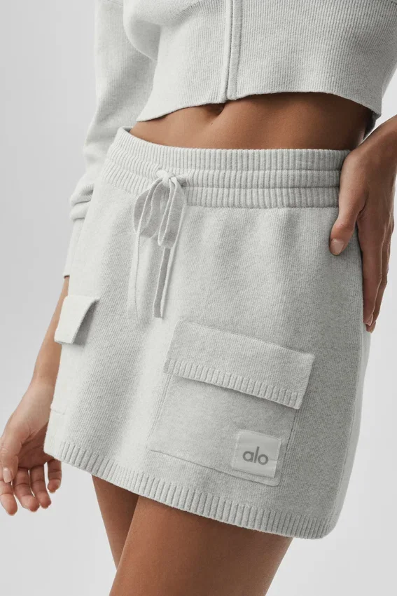 Falda cargo de punto Scholar - Blanco jaspeado