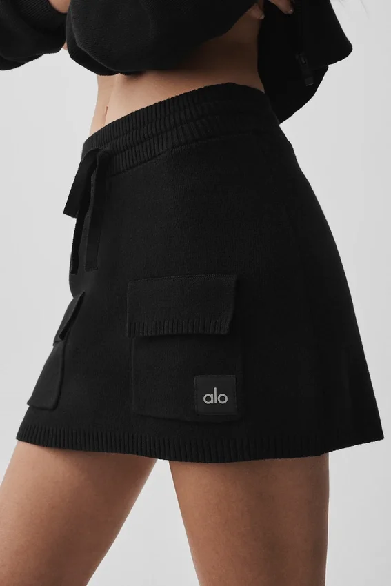 Falda cargo de punto Scholar - Negra