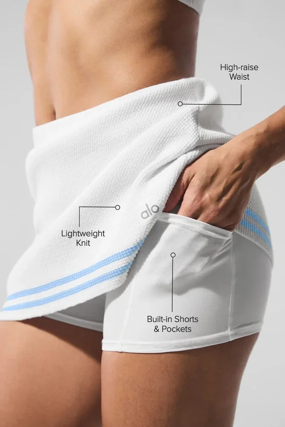 Falda de jerséu estilo «Tennis Club» - Blanco/Azul concha