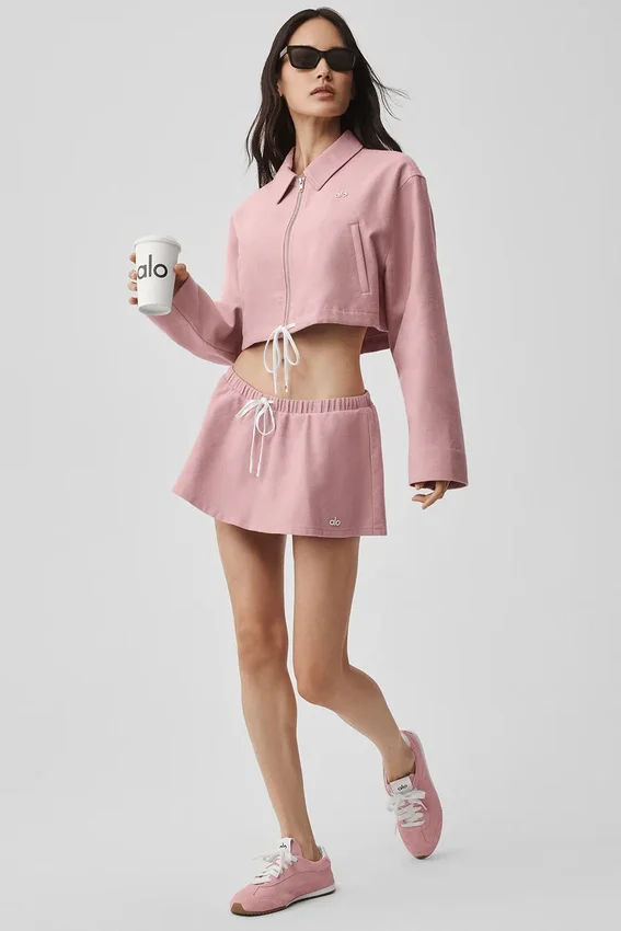 Falda de talle bajo favorita de las fans - Rosa vintage