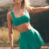 Falda de tenis Alo Softsculpt Topspin - Emerald Isle