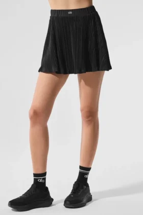 Falda de tenis con microplisados - Negro