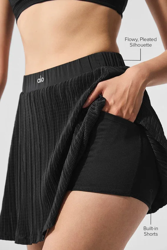 Falda de tenis con microplisados - Negro