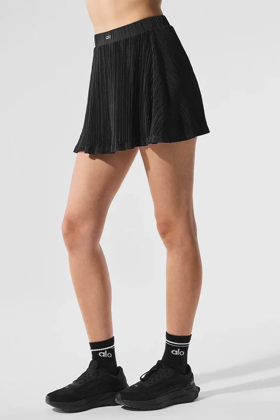 Falda de tenis con microplisados - Negro