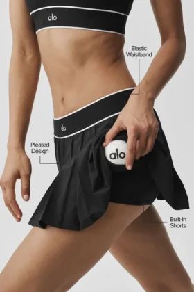 Falda de tenis de talle bajo «Amp It up» – Negro
