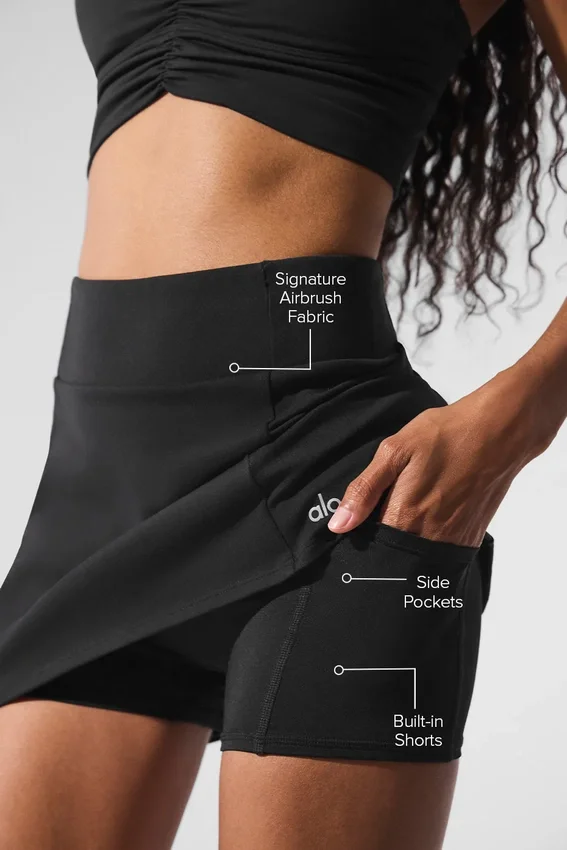 Falda de tenis «Good Form» High-Waist con efecto Airbrush - Negro